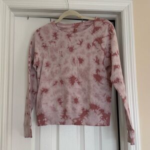 Athleta Pink and White Tie-Dye Sweatshirt